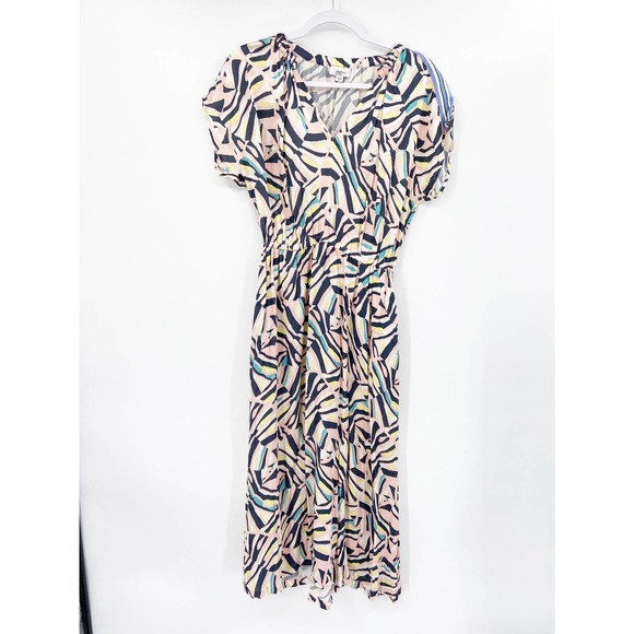 Sita Murt Multicolor Patterned Short Sleeve V-Neck Midi Dress Size 38 - Picture 3 of 8